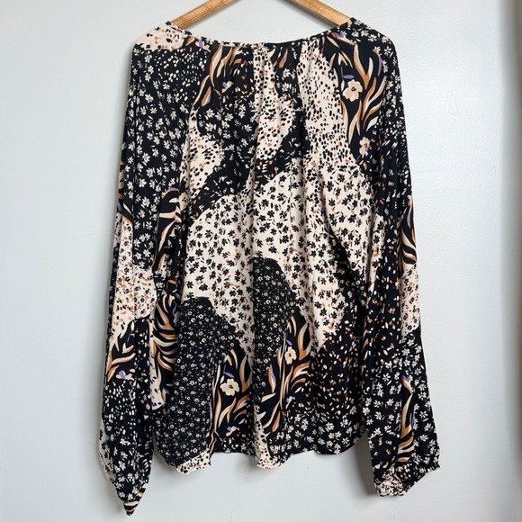 HEYSON Patchwork Floral Print Long Sleeve Boho Blouse Women's Size 2XL Chic Soul - Picture 4 of 4